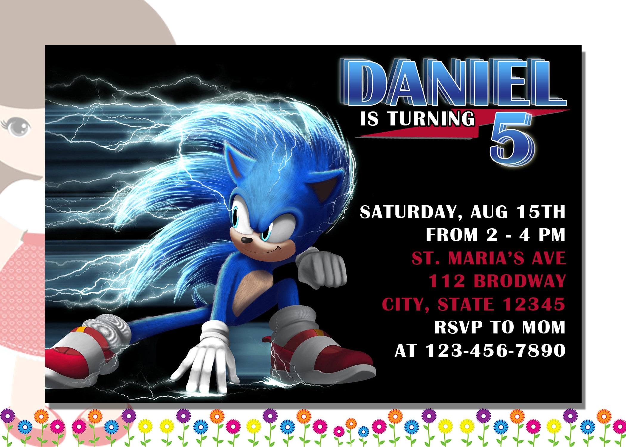 kids birthday invitation sonic hedgehog birthday invitation etsy singapore