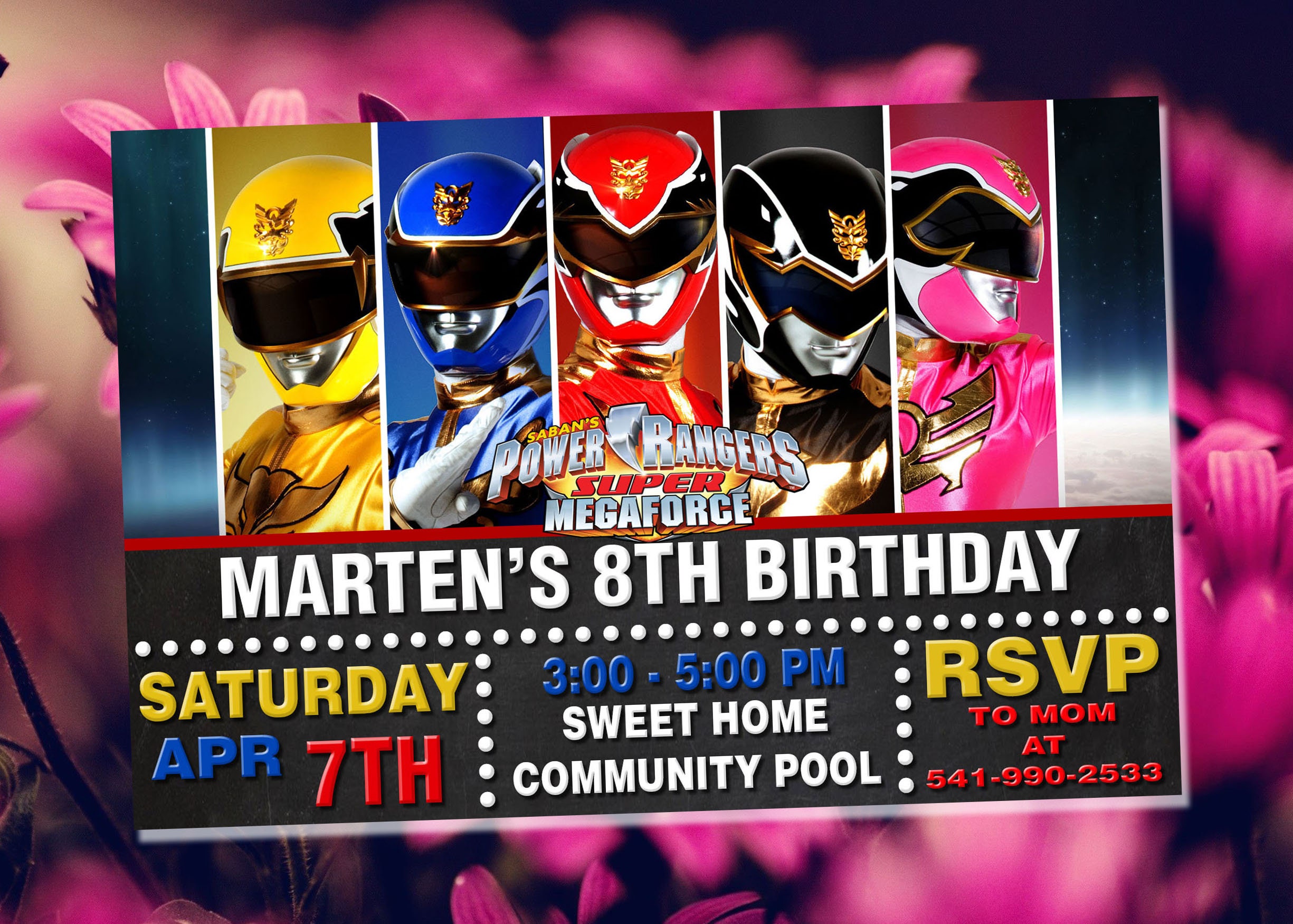 KIDS BIRTHDAY INVITATION Power Rangers Birthday Party | Etsy