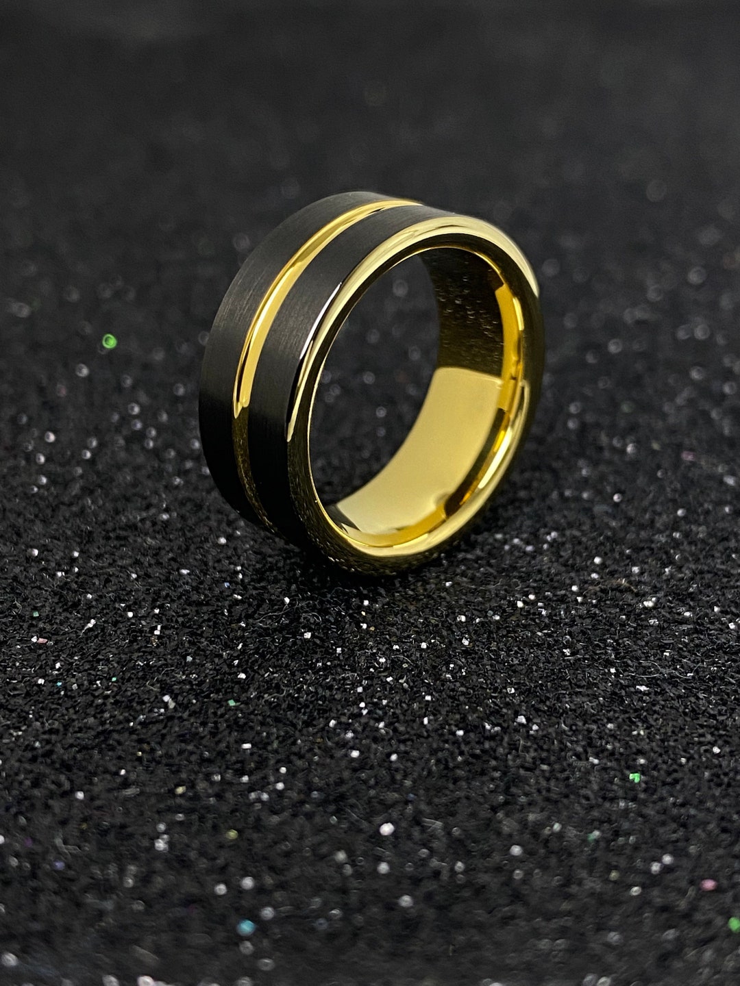 Gold and Black Men's Tungsten Ring/band AKA Greece / Men Etsy
