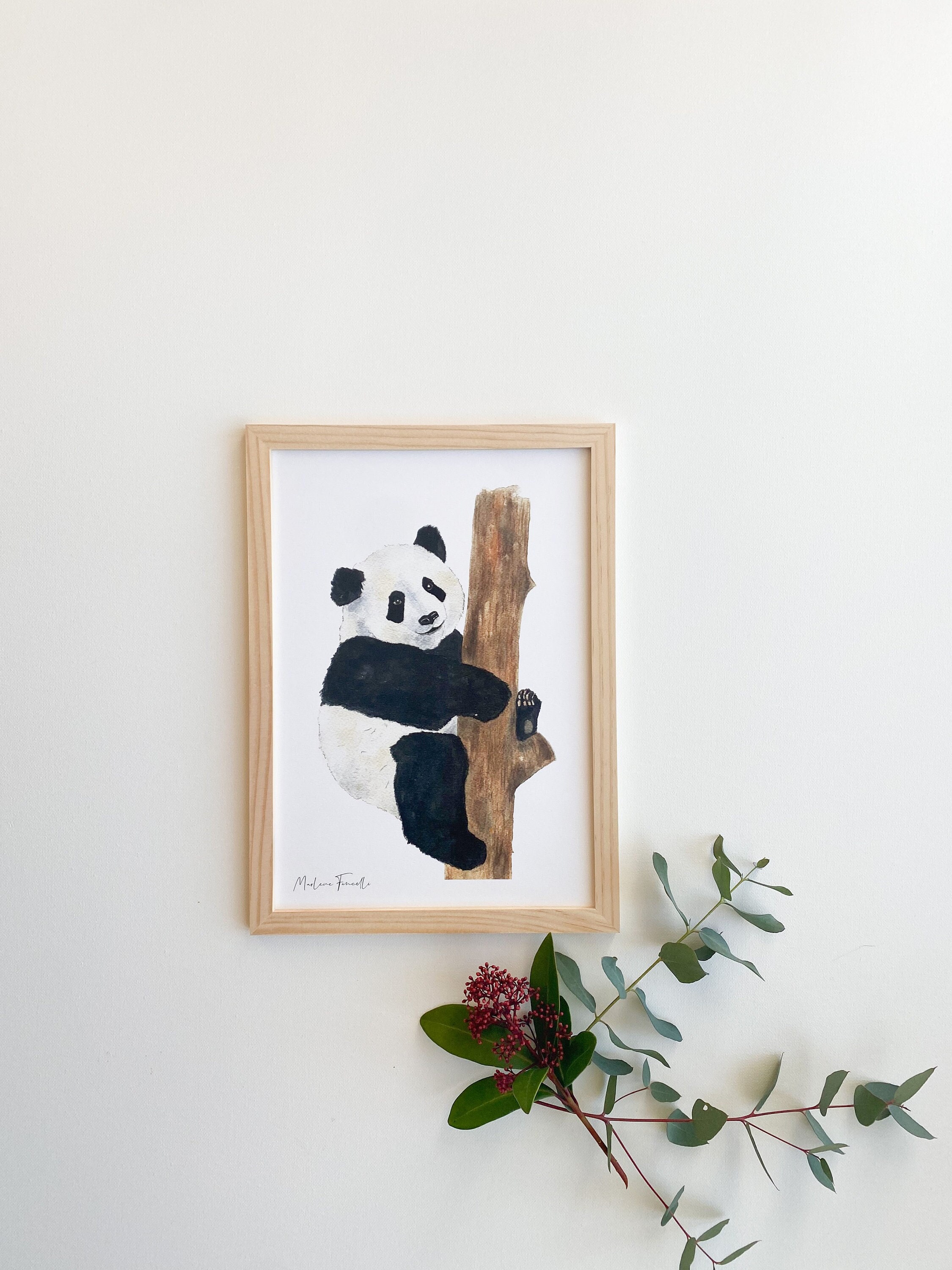 Poster Mural Panda Aquarelle Pour Chambre Bébé & Enfant