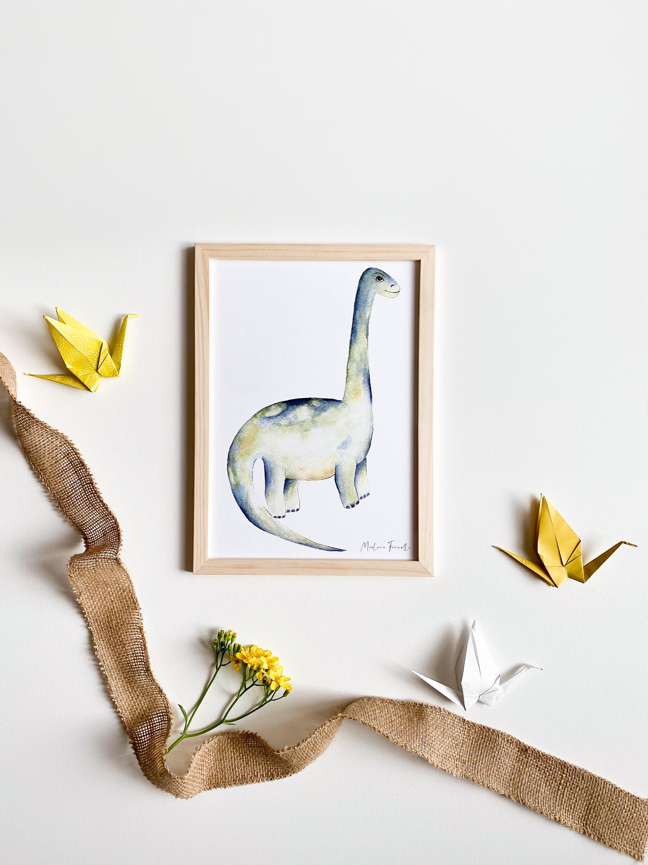 Affiche Murale Dinosaure Aquarelle Chambre Enfant