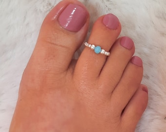 Toe Ring Sterling Silver Beads Stretch to Fit Toe Ring Sterling Silver Beads Stretch to Fit