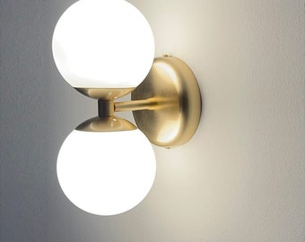 Modern Brass Wall Sconce-Mid-Century Modern wall light-Minimalist Double Globe Brass Sconce-Modern Wall Light-Mid-century modern lamp