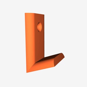 May include: An orange plastic hook with a hole for mounting on a wall.