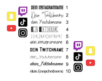 Social Media Aufkleber 2 x 15 cm | Aufkleber Wunschtext | Personalisiert | Auto | Motorrad | Tuning | Decals | Türe | Küche | Backen |