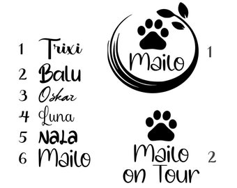 Sticker dog | dogs | dog paw | car | motorcycle | home | dog house | vinyl | bowl | food bowl | custom text |