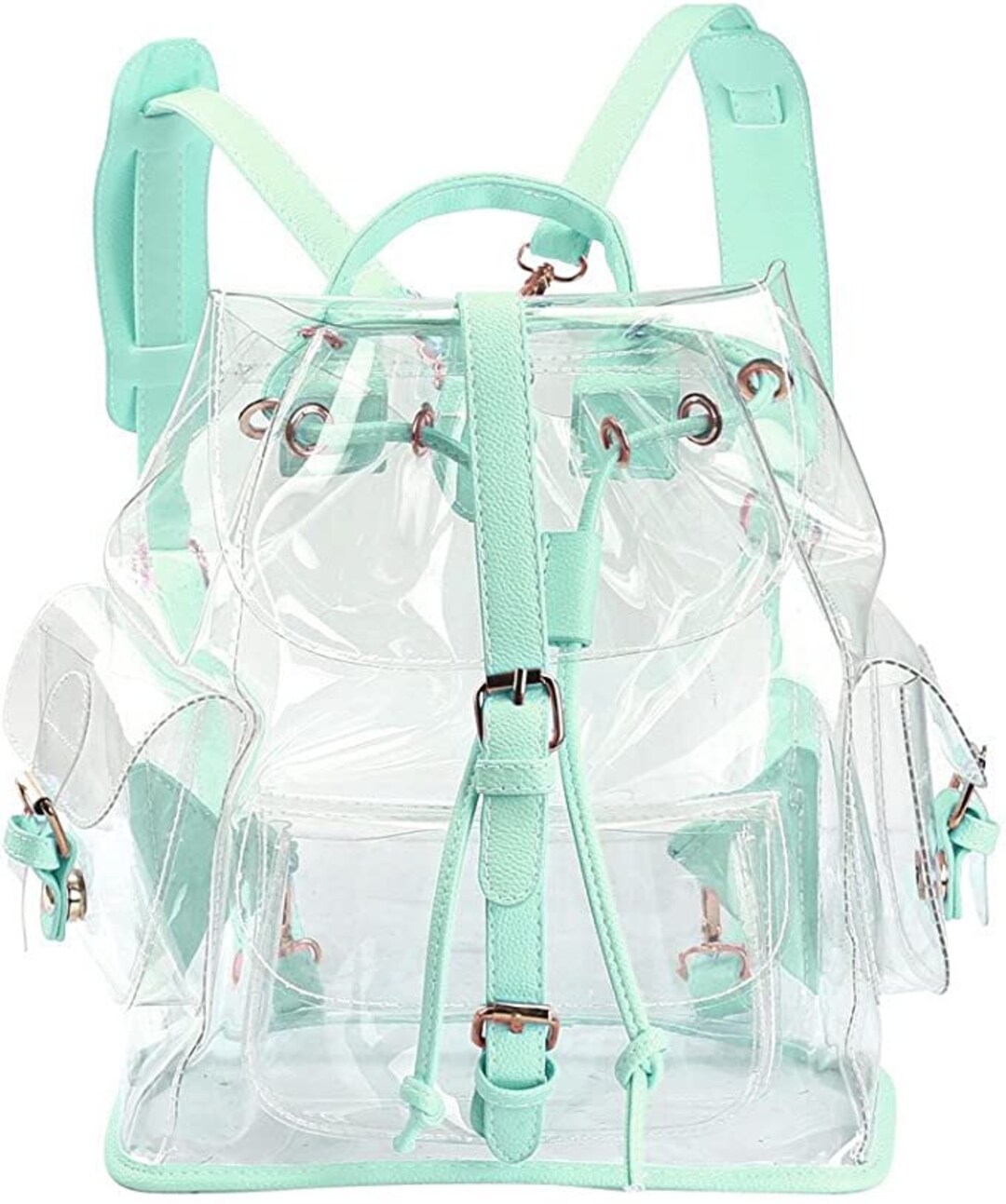 Clear Backpack Drawstring Transparent Backpack for Girls PVC Bag ...