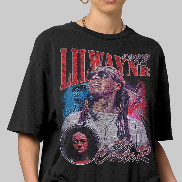 Camiseta de Lil Wayne, camiseta de rap de los años 90 inspirada en la vendimia Camisetas de rap DWK126