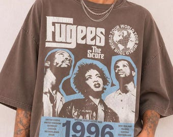 Vintage Fugees Shirt The Score 1996 World Tour T-Shirt, Comfort Colors Pepper Tee, 90s Hip Hop Graphic Tshirt, Lauryn Hill Retro Rap Shirt