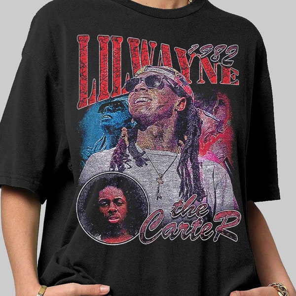 Camiseta de Lil Wayne, camiseta de rap de los años 90 inspirada en la vendimia Camisetas de rap DWK126