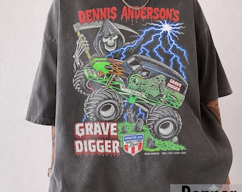Vintage 90s Grave Digger Monster Truck All Over Print Long Sleeve