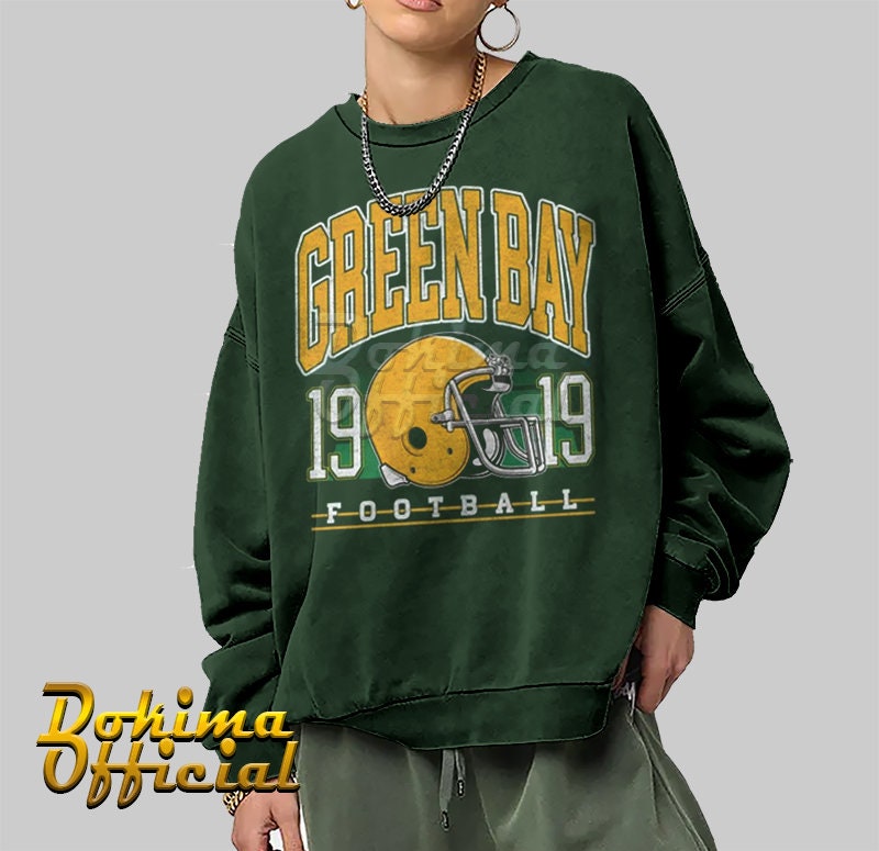 Green Bay Football Vintage Crewneck Sweatshirt Retro Green 
