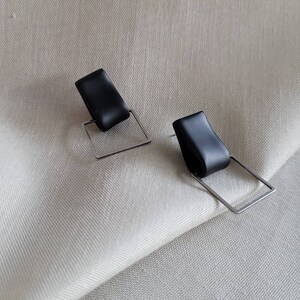 Elegant silver earrings, modern polymer clay drop earrings, handmade tarnish-resistant dangle earrings, Valentine's Day gift for women