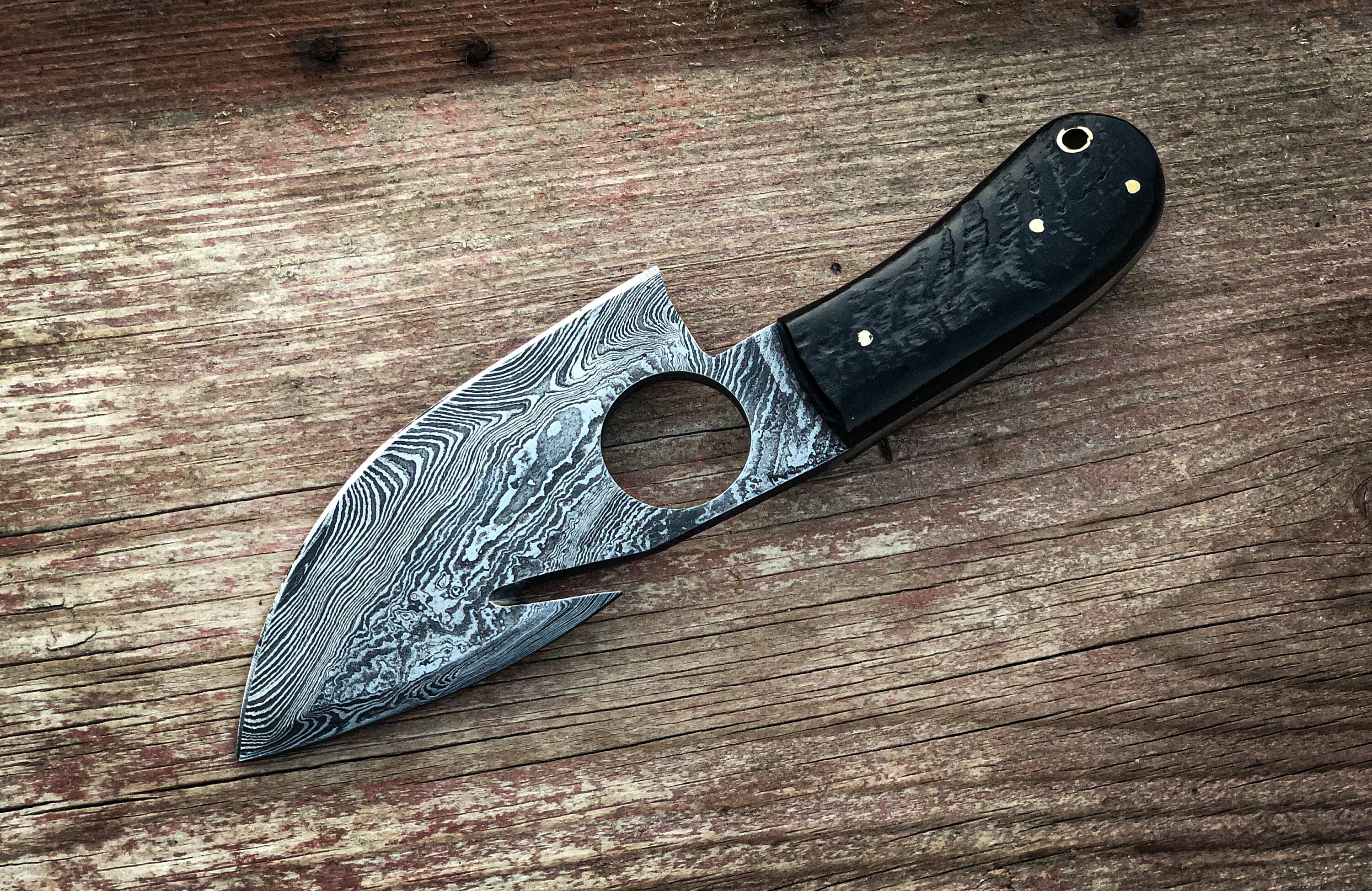 Damascus steel Gut Hook Skinning knife Razor sharp Blade Etsy