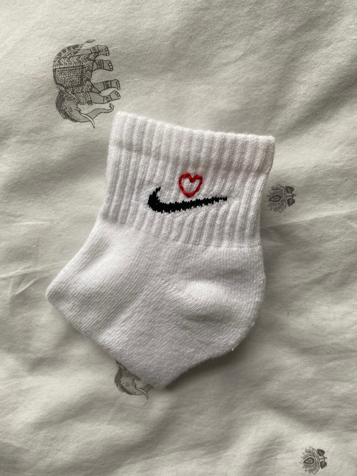 Official Nike ankle socks with red heart embroidery | Etsy