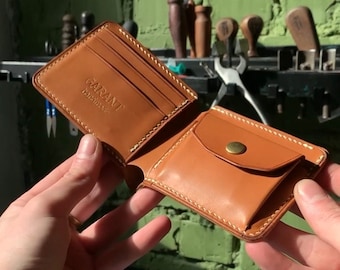 Classic slim bifold leather handmade wallet