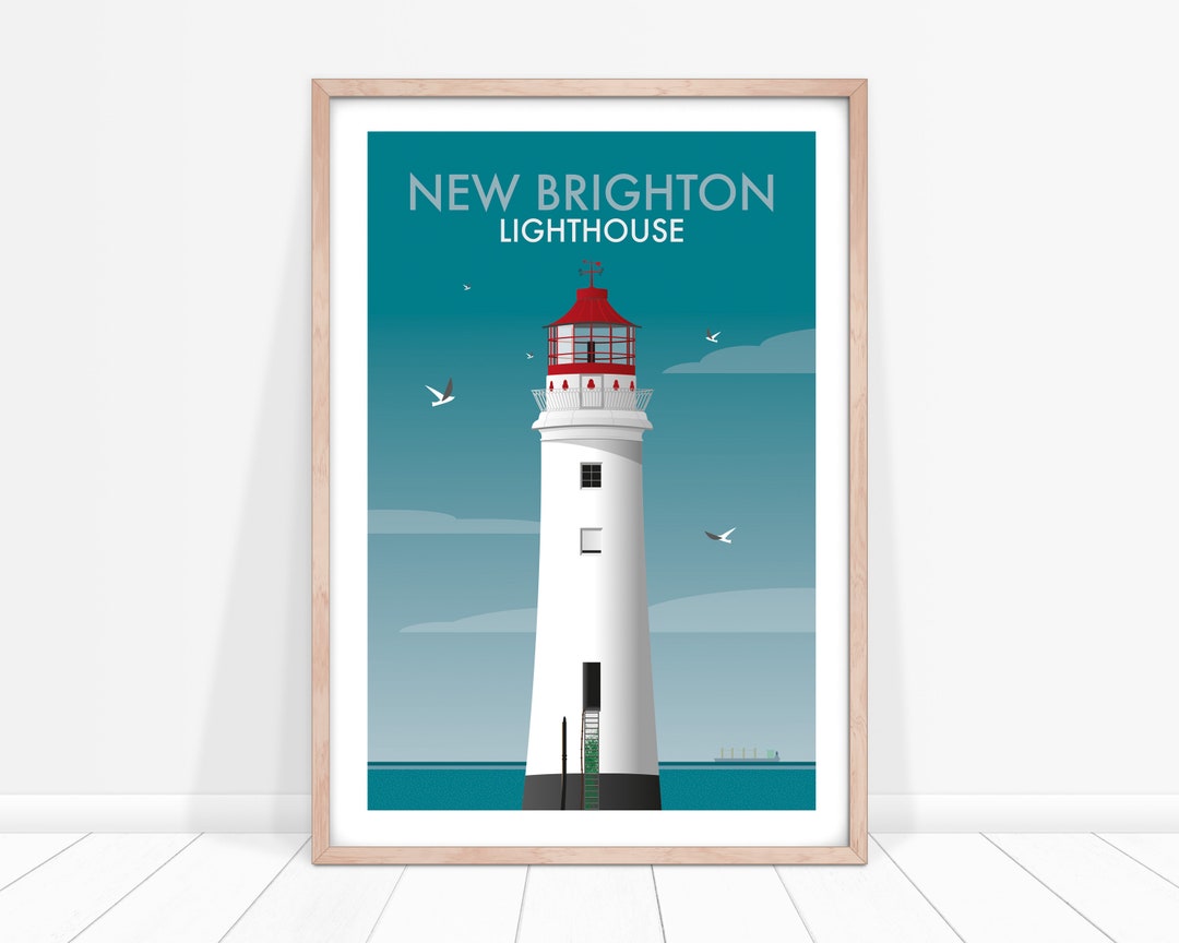 New Brighton Lighthouse Art Print, Perch Rock Lighthouse Print, Wirral