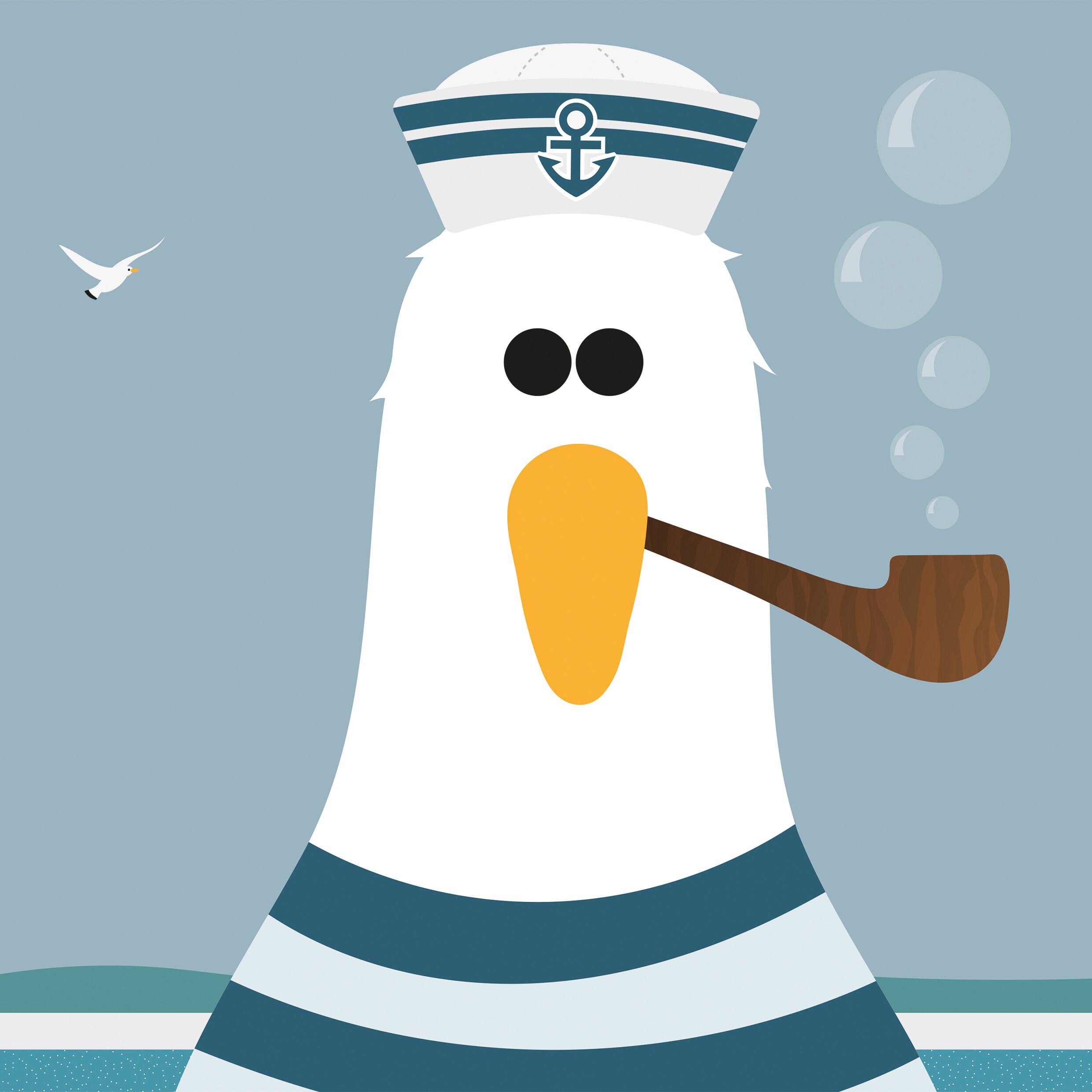 Sailor Seagull Print Nautical Nursery Prints Seaside Decor - Etsy UK