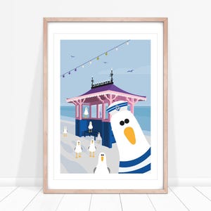 Selfie Seagull Print, Nautical Nursery Art, Seaside Decor for Bathroom, Coastal Bird Print, Seagull Decor, Coastal Wall Art, Ocean Bird