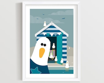 Schnappschuss Möwe Druck, nautische Kunst, Möwe Dekor für Badezimmer, am Meer Druck, Strandhütte Druck, Wanddeko Urlaub, Möwe Kunst