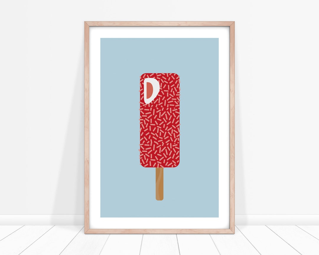 Strawberry Ice Lolly Print, Ice Lolly Wall Art, Ice Lolly Art, Nursery