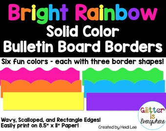 Bright Rainbow Solid Color Bulletin Board Borders