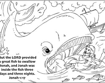 jonah and the whale coloring page etsy