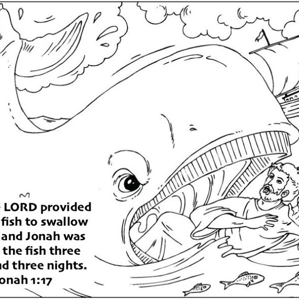 Jonah and the whale Coloring page