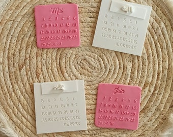 Relief calendar cookie cutter - European PLA - cookie cutter - save the date - calendar embosser