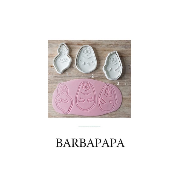 Emporte pièce Tampon biscuit, sablé - barbapapa - PLA Européen - cookie stamps - cookie cutter