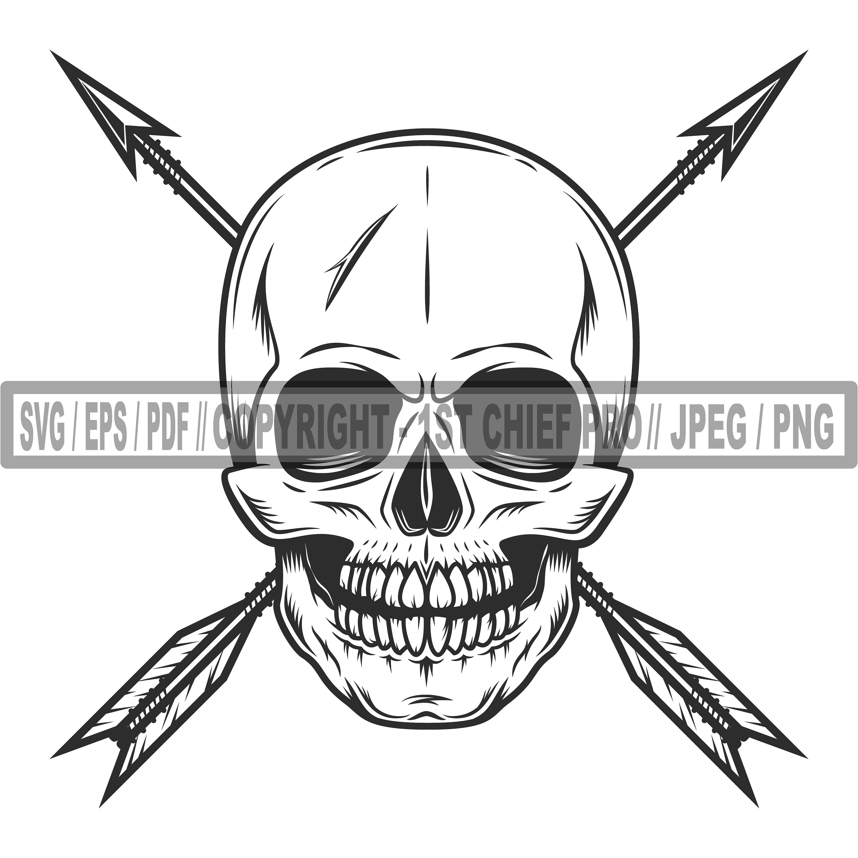 Skull Svg and Crossed Arrow Svg. Arrow Svg With Arrowhead Svg With ...