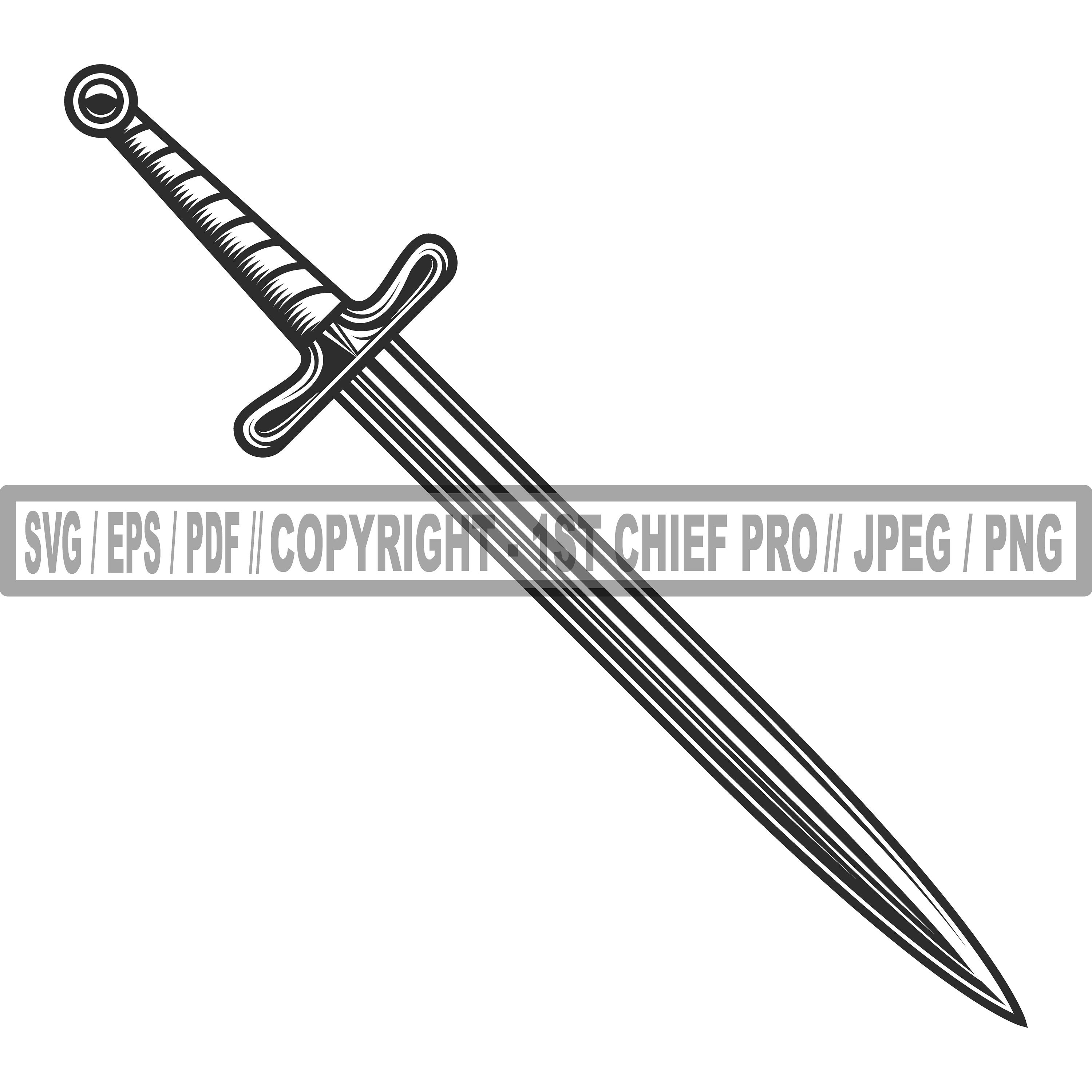 medieval sword clipart black and white cross