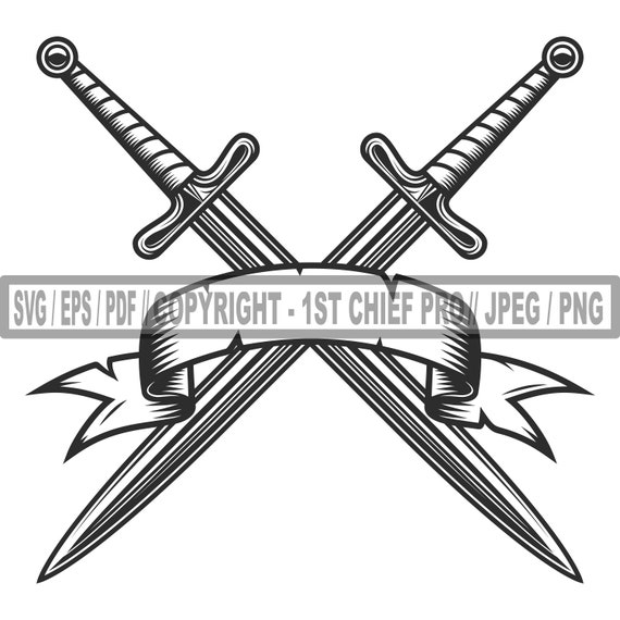 medieval sword clipart black and white cross