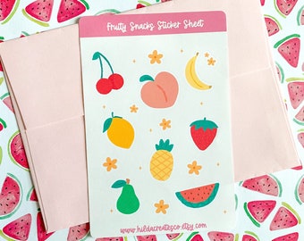 Fruity snacks sticker sheets - Fruit Stickers - Cute food sticker -Scrapbook Stickers - Bullet Journal Stickers - Pineapple Sticker