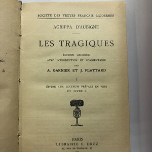 Frans boek, editie Les Tragiques 1932, oud boek, vintage boek
