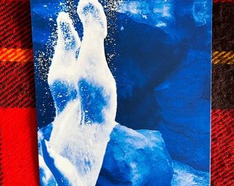 Original Graphic Art Swimming Polar Bear Postcard (Pack of 2)