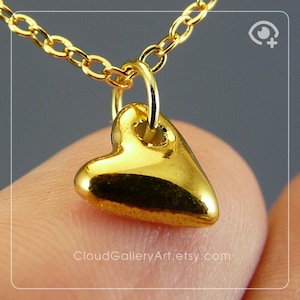 Collier pendentif coeur en or - Charm en porcelaine avec or véritable - Bijoux romantiques faits main