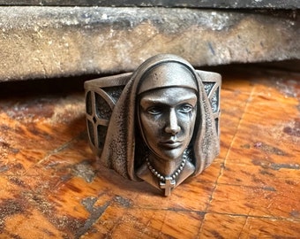 Nun Signet Ring, Priestess 925K Ring, Christian Band Ring, Handmade Religious Exclusive Gift, Shaped Their Lives According To Christianity