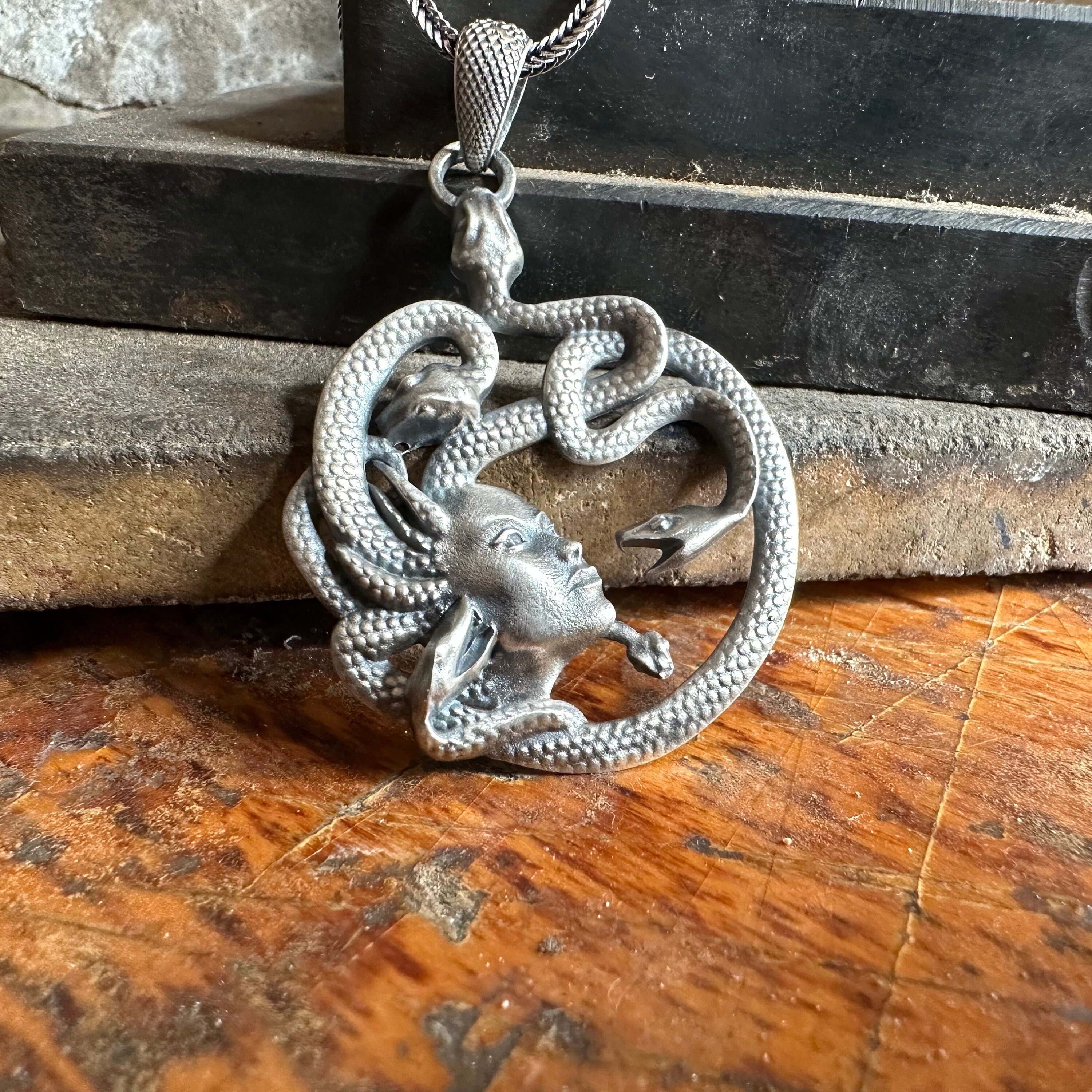 Medusa Necklace Greek Mythology Sterling Silver Pendant 