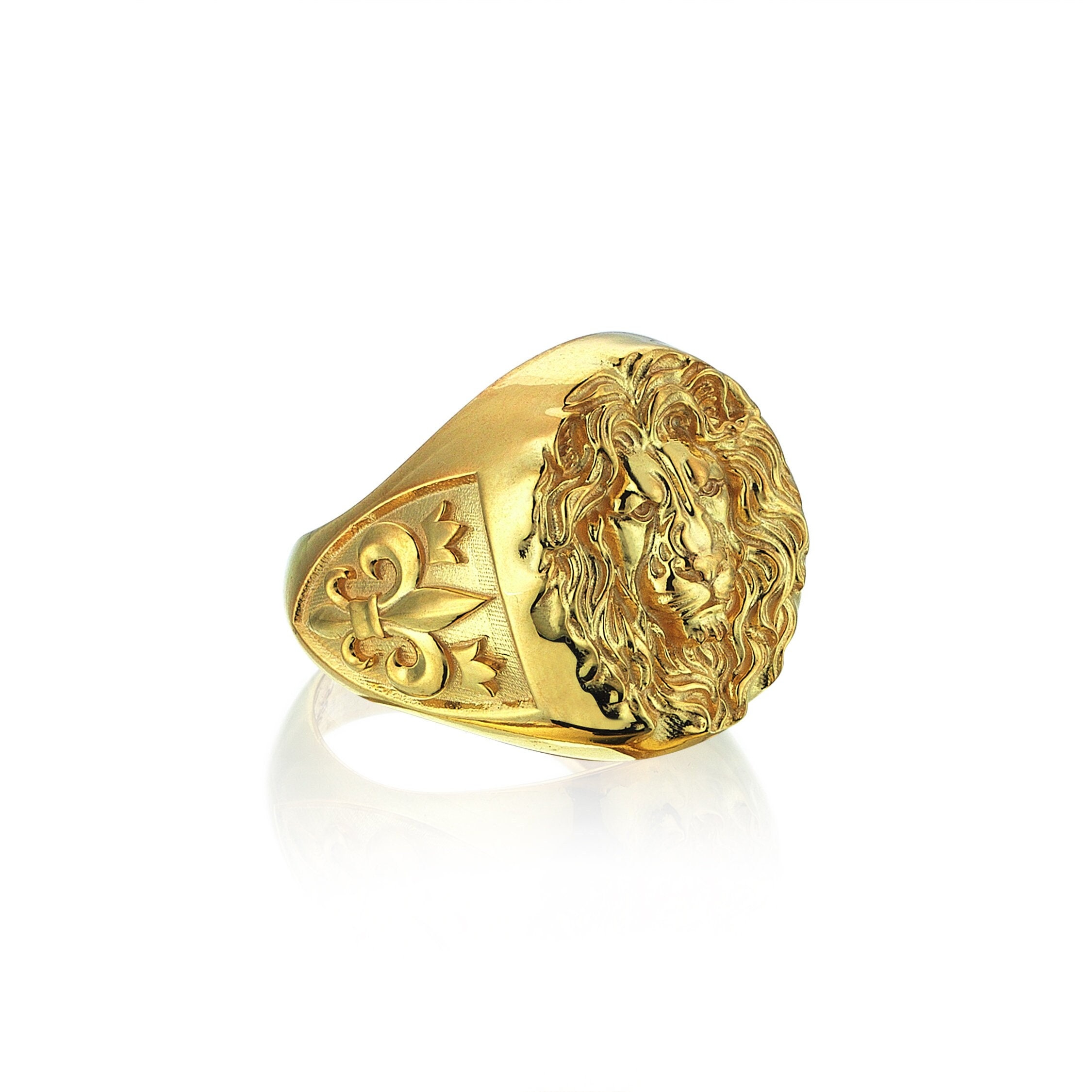 Bague En Or Tete De Lion Chevalière tête de lion en or massif bague Lion en or 10K 14K - Etsy Canada