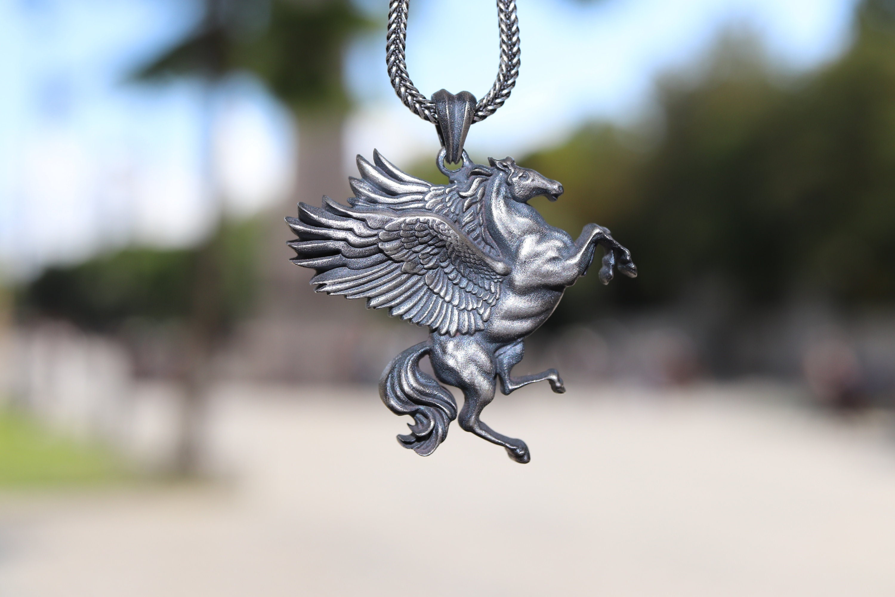 Silver Pegasus Charm Necklace Ancient Custom Pendant Etsy UK