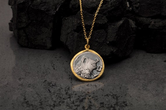 Ancient Wild Boar Replica Coin Necklace 24K Gold Plated Necklace