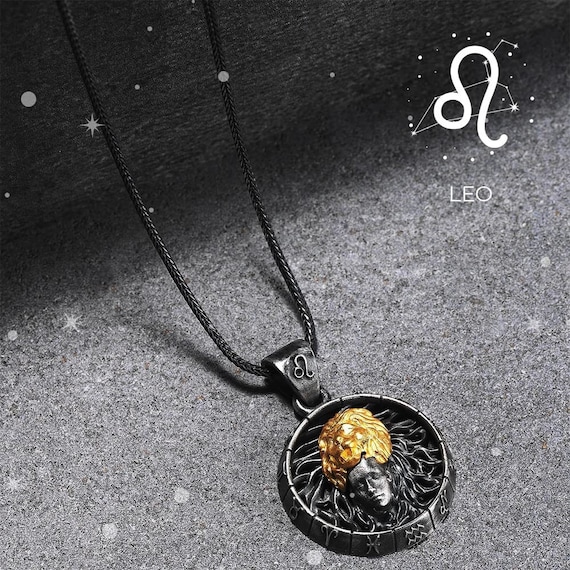 Leo Caged Circle Zodiac Pendant Unisex Jewelry Horoscope Etsy