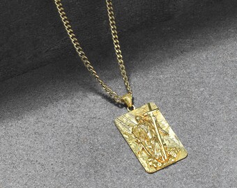 St Michael Necklace Gold - Etsy