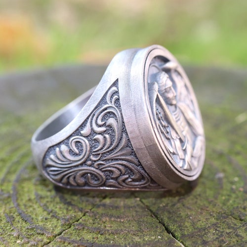 Archangel Michael Silver shops Ring