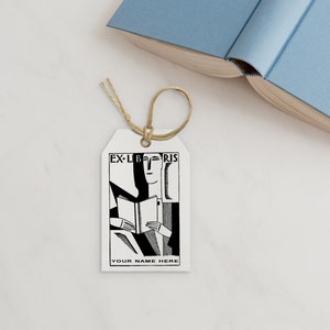 Ex libri Ex libri stamp Ex libri personali Exlibri Exlibri stempel LolaMyDesign custom stamp with man reading immagine 5