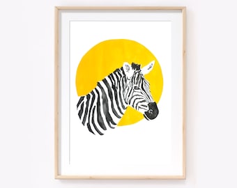 Zebra print, nature print, safari nursery, animal decor, minimalist wall art, wildlife painting, nature wall art - Becca Nuckley