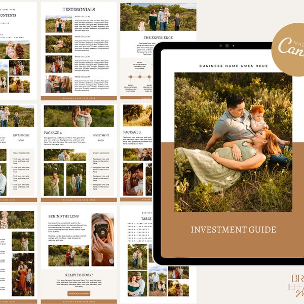 Family Photography Pricing Guide Template For Canva