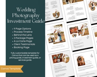 Wedding Photography Pricing Guide Template for Canva | Investment Guide Template For Wedding Photographers