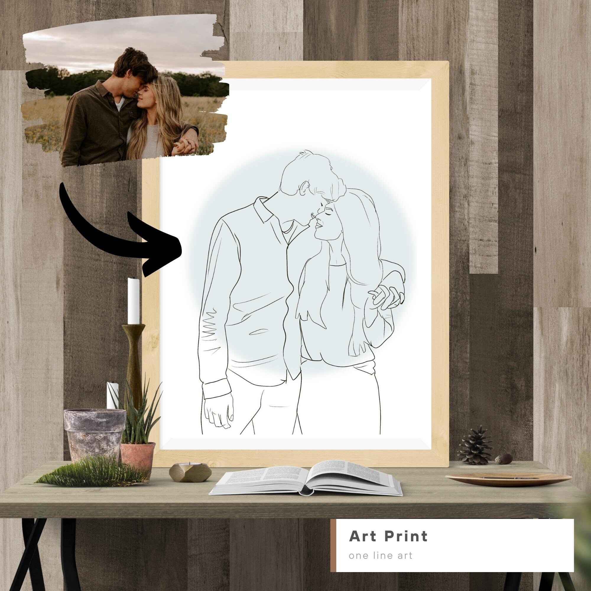 Custom Single Line One Line Drawing ,one Line Art, Custom Couple Portrait, Custom Family ...